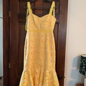 J Crew yellow floral dress with tie shoulder straps